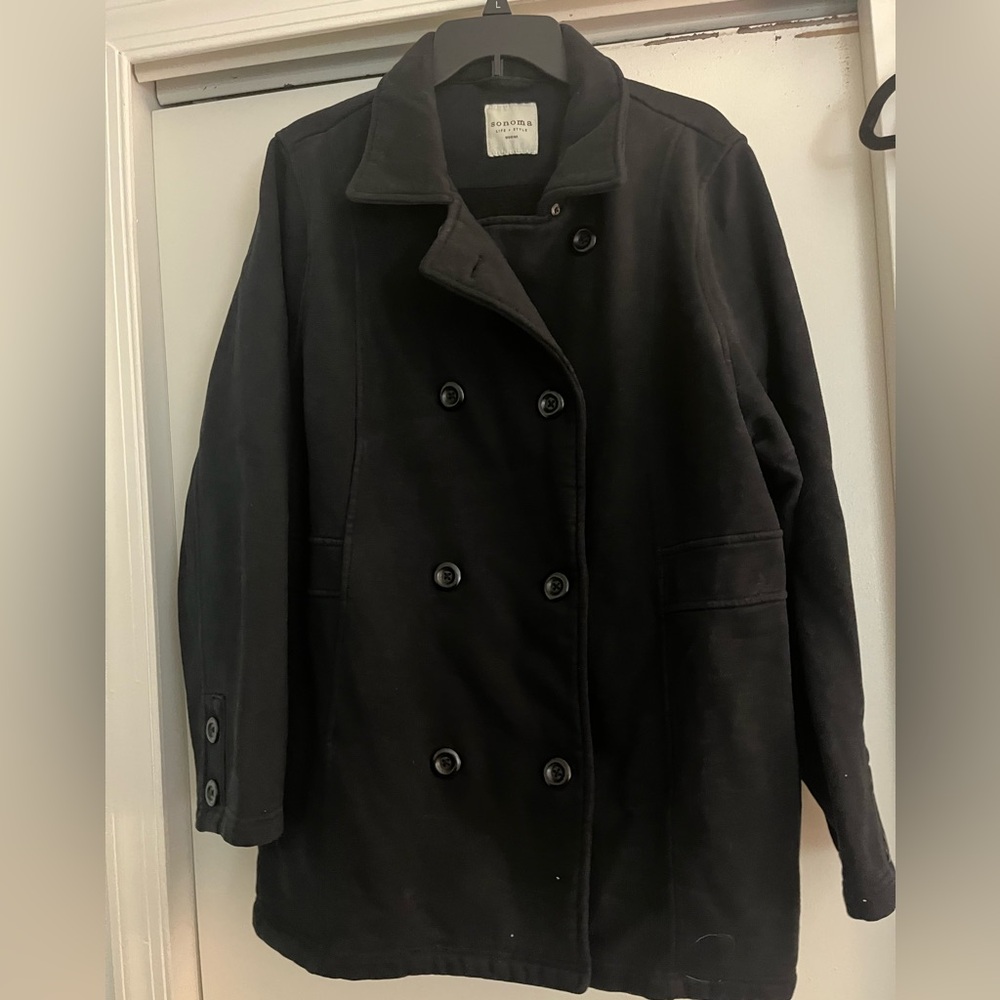 Sonoma Women's Black Double-Breasted Cotton Coat